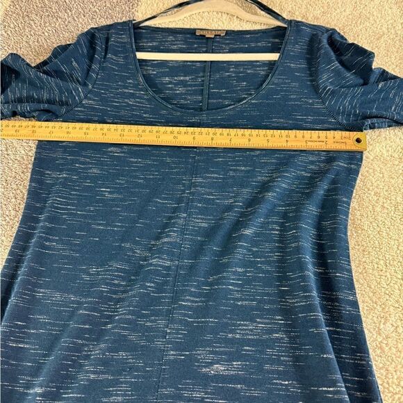 Lilla P Dress Womens Size Medium Maxi front slit Navy Blue space Dye Minimalist - Picture 5 of 12